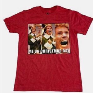NWT Boy’s Christmas Holiday Elf Movie Red Short Sleeve Shirt tee Size XXL Casual